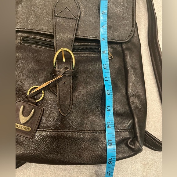 HiDesign Black Pebble Leather Medium Messenger Backpack Crossbody IPad India - Picture 8 of 9